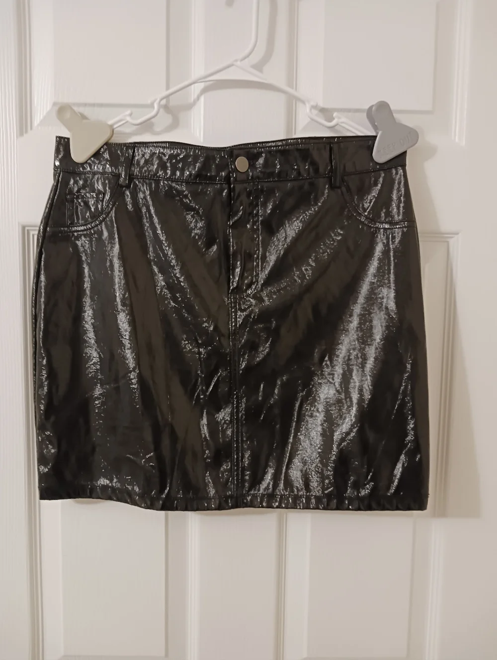 Shinestar Y2k  Faux Leather Black Mini Skirt Womens size XL
